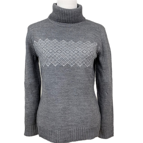 NEW YORK & COMPANY Sweater Turtleneck Nordic Ski Winter Long Sleeve Gray Medium - Picture 1 of 8